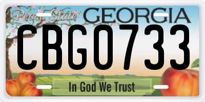 GA license plate CBG0733