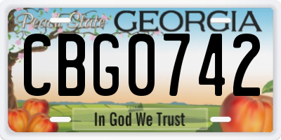 GA license plate CBG0742