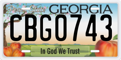 GA license plate CBG0743