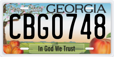 GA license plate CBG0748