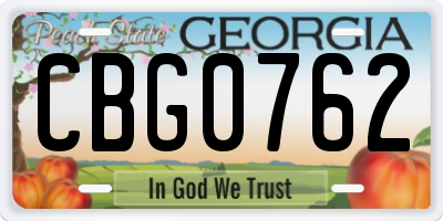 GA license plate CBG0762