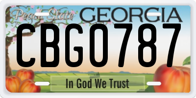 GA license plate CBG0787