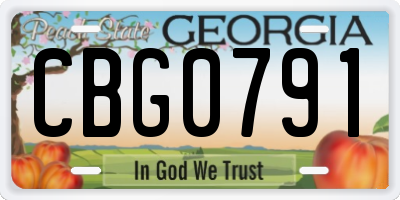 GA license plate CBG0791