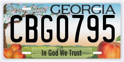 GA license plate CBG0795