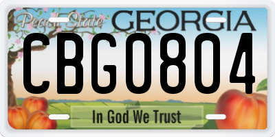 GA license plate CBG0804