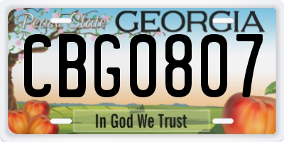 GA license plate CBG0807