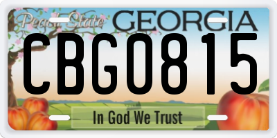 GA license plate CBG0815