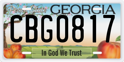 GA license plate CBG0817