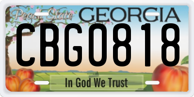 GA license plate CBG0818