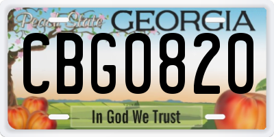 GA license plate CBG0820