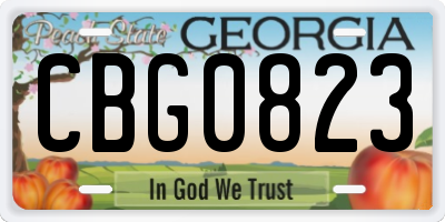 GA license plate CBG0823