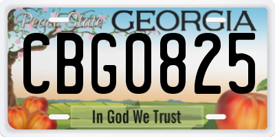 GA license plate CBG0825