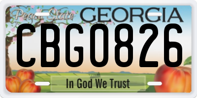 GA license plate CBG0826