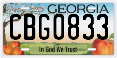 GA license plate CBG0833