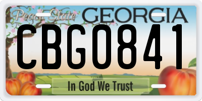 GA license plate CBG0841