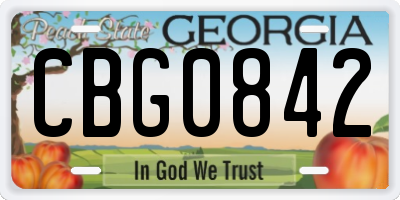 GA license plate CBG0842