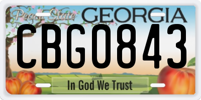 GA license plate CBG0843