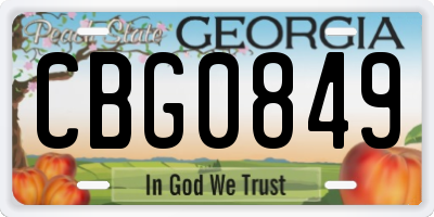 GA license plate CBG0849