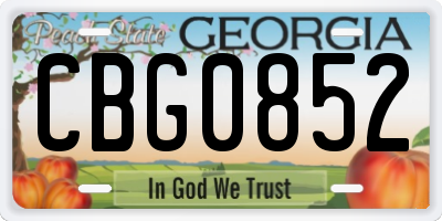 GA license plate CBG0852