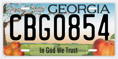 GA license plate CBG0854