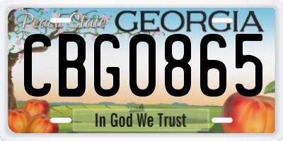 GA license plate CBG0865