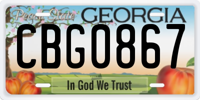 GA license plate CBG0867