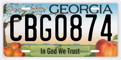 GA license plate CBG0874