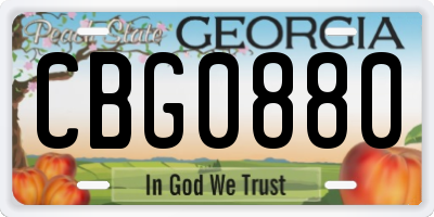 GA license plate CBG0880