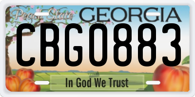 GA license plate CBG0883