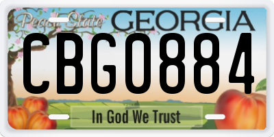 GA license plate CBG0884