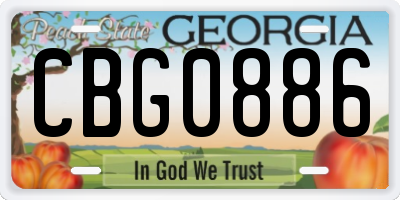 GA license plate CBG0886