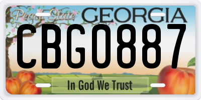 GA license plate CBG0887
