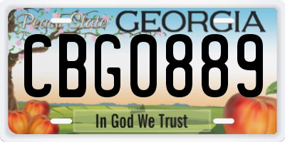 GA license plate CBG0889