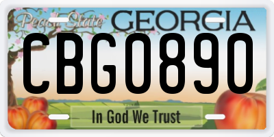GA license plate CBG0890