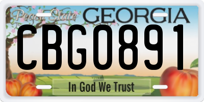 GA license plate CBG0891