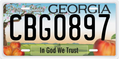 GA license plate CBG0897
