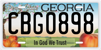 GA license plate CBG0898