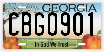 GA license plate CBG0901