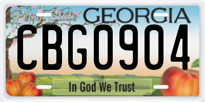 GA license plate CBG0904