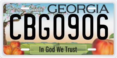 GA license plate CBG0906