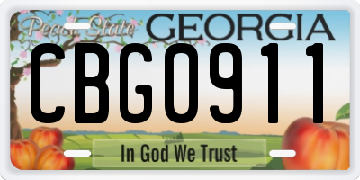 GA license plate CBG0911