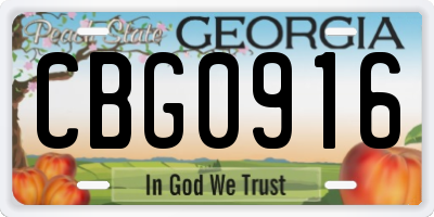 GA license plate CBG0916