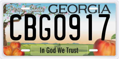 GA license plate CBG0917