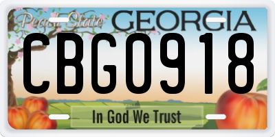 GA license plate CBG0918