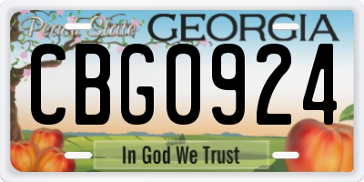 GA license plate CBG0924