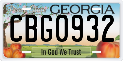 GA license plate CBG0932