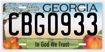 GA license plate CBG0933