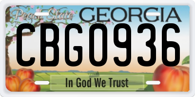 GA license plate CBG0936