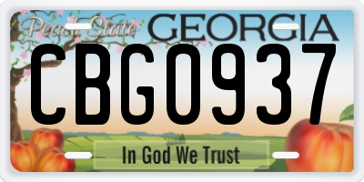 GA license plate CBG0937