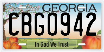 GA license plate CBG0942